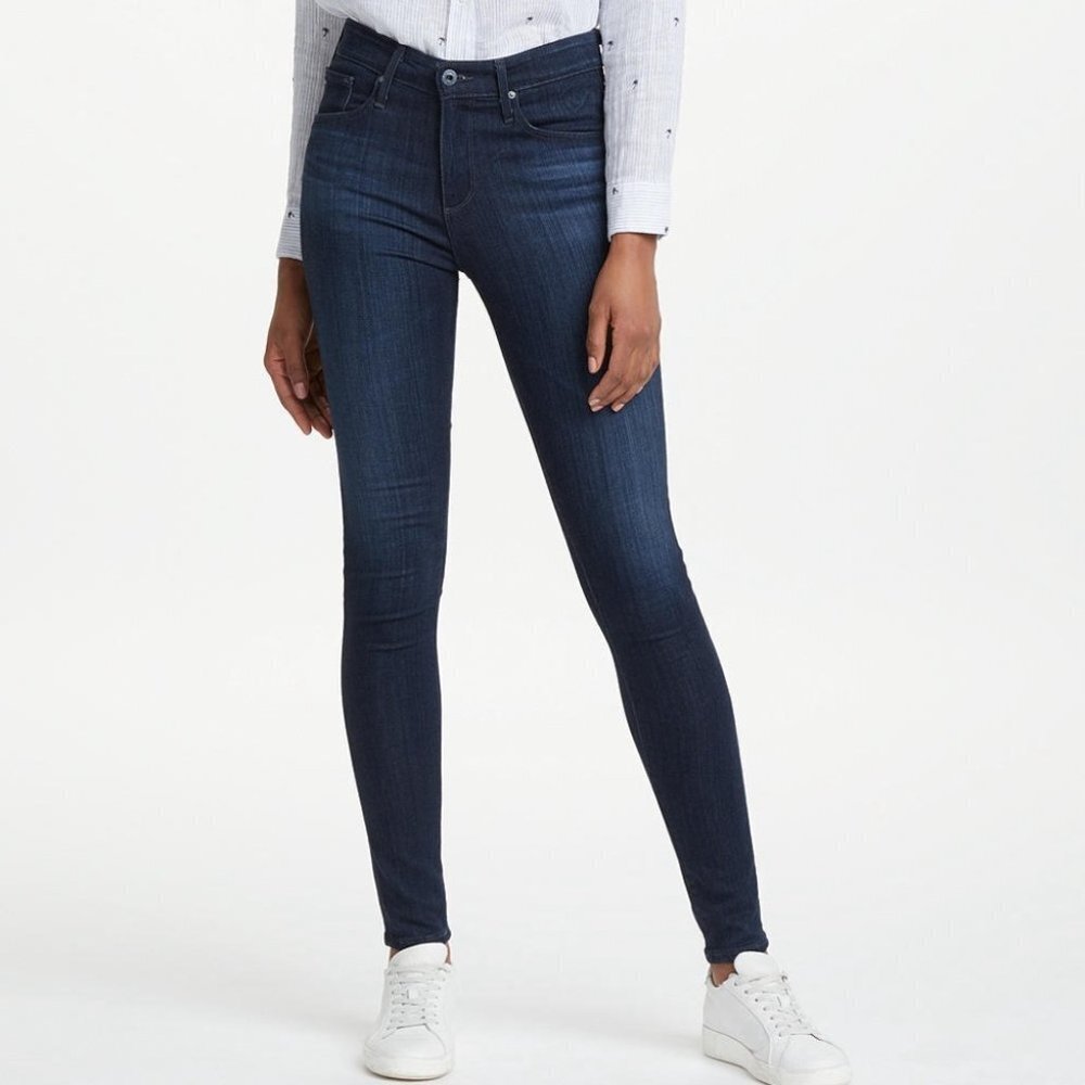AG Farrah Skinny Dark Blue 360 Contour Distressed Jeans Size 28